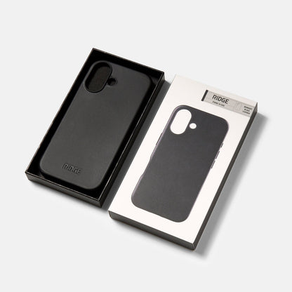 Ridge Phone Case - Midnight Black Leather - iPhone 16
