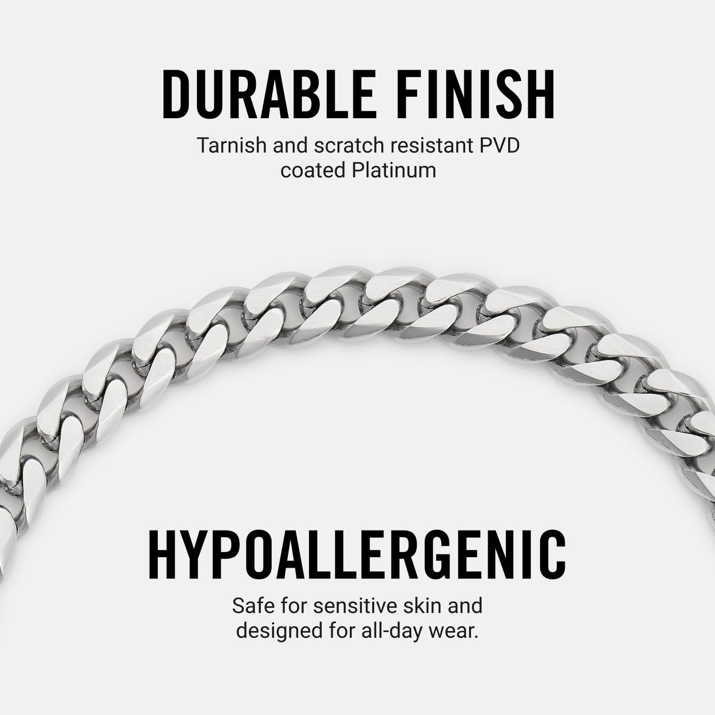6mm Curb Bracelet - Platinum - Large