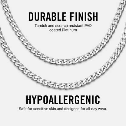 5mm Curb Chain - Platinum - 22"