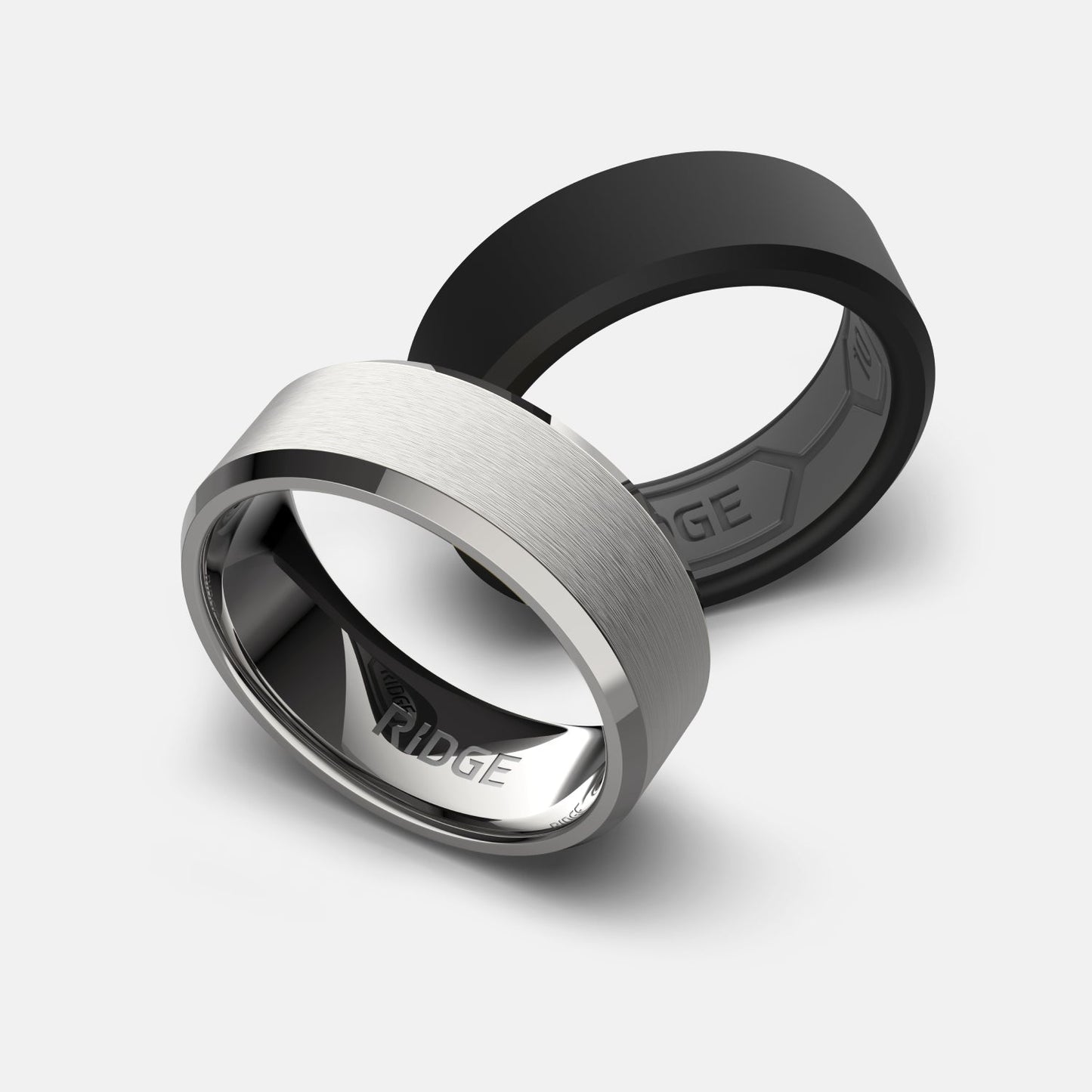 8mm Beveled Ring Set - Platinum - Tantalum Carbide