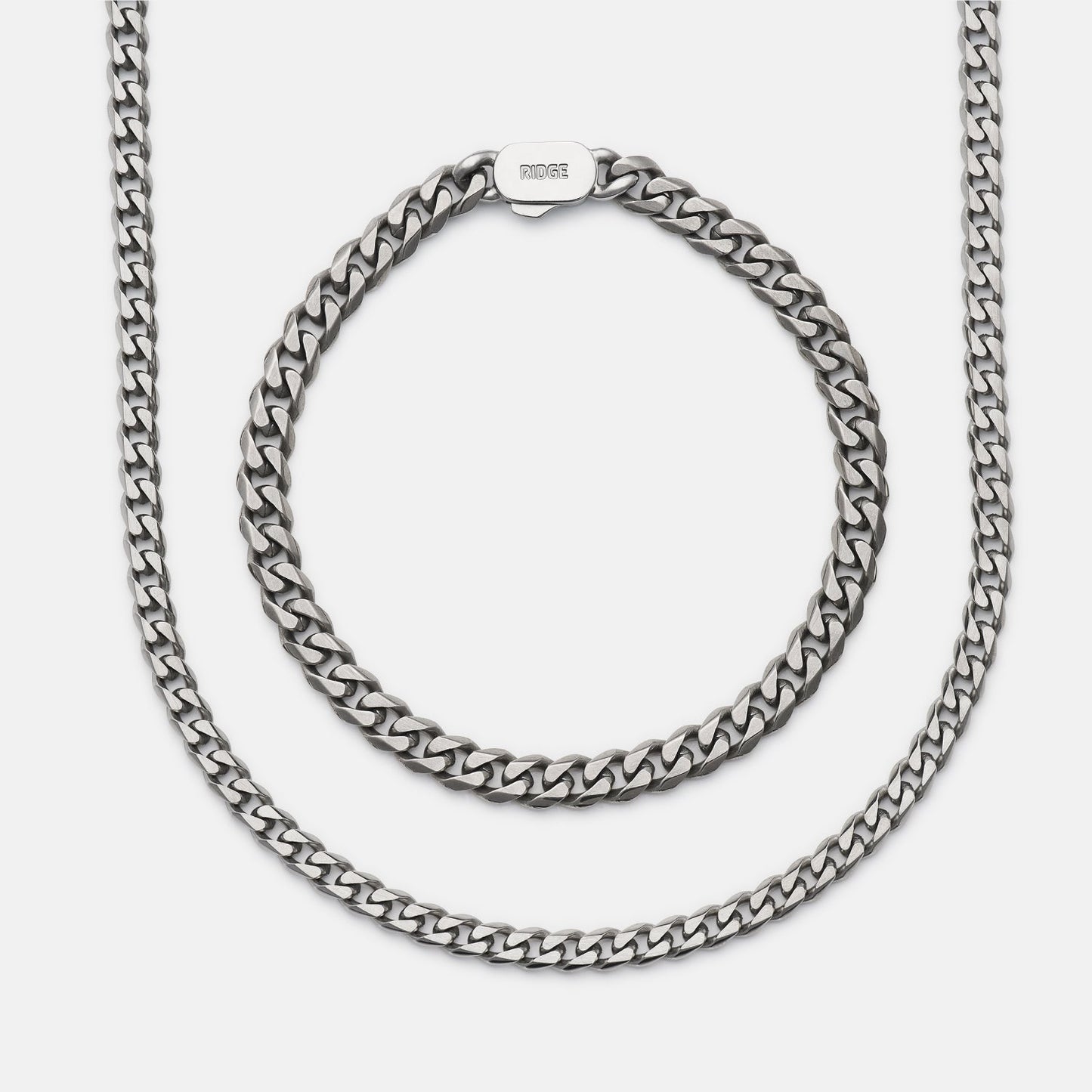 6mm Curb Bracelet - Titanium - Large