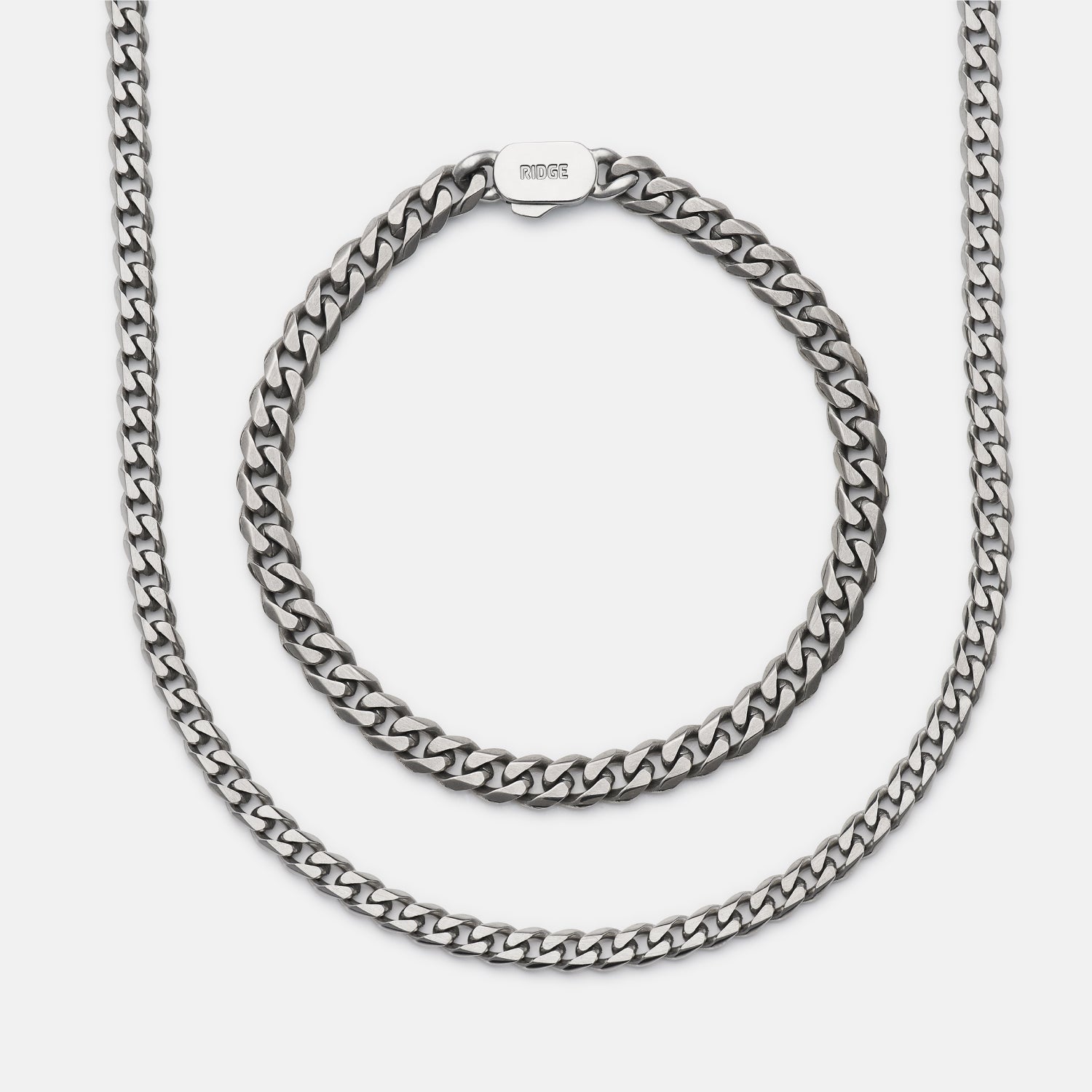 6mm Curb Bracelet - Titanium - Medium